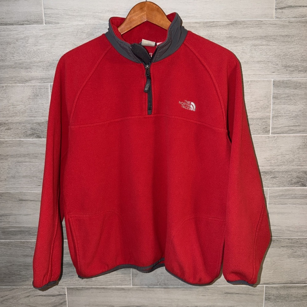 The North Face Fleece Youth XL Red 1/4 Zip Sweatshirt Pullover Jacket